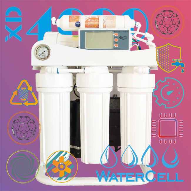 WaterCell XD4000L RO direct flow filter with pump LCD monitor leak sensor
